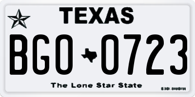 TX license plate BGO0723