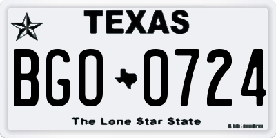 TX license plate BGO0724