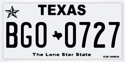 TX license plate BGO0727