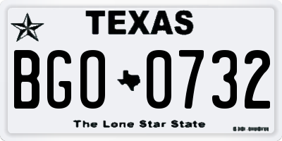 TX license plate BGO0732