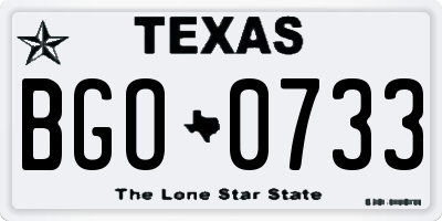 TX license plate BGO0733