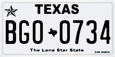 TX license plate BGO0734