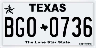 TX license plate BGO0736