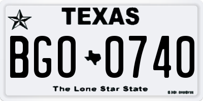 TX license plate BGO0740