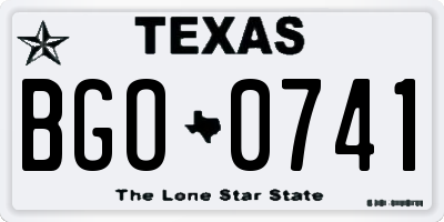 TX license plate BGO0741