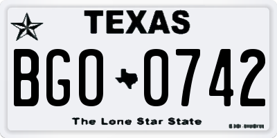TX license plate BGO0742