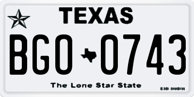 TX license plate BGO0743