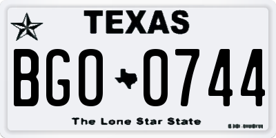 TX license plate BGO0744