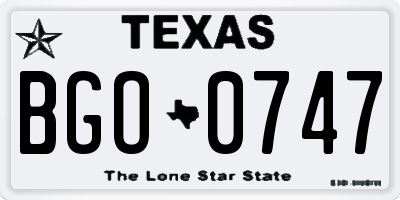TX license plate BGO0747