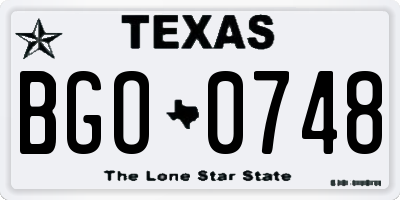 TX license plate BGO0748