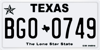 TX license plate BGO0749