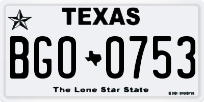 TX license plate BGO0753
