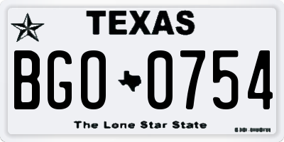 TX license plate BGO0754