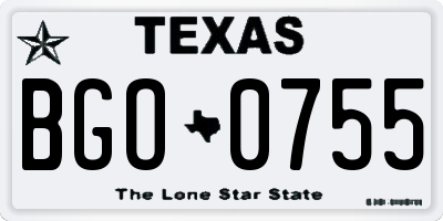 TX license plate BGO0755