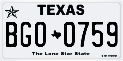 TX license plate BGO0759