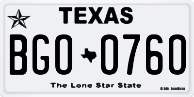 TX license plate BGO0760