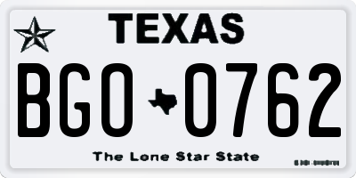 TX license plate BGO0762
