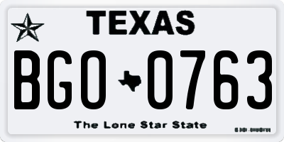 TX license plate BGO0763