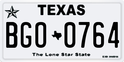 TX license plate BGO0764