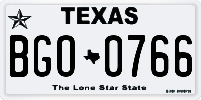TX license plate BGO0766