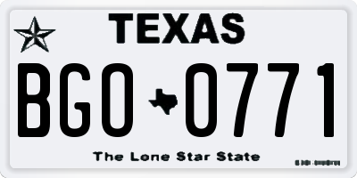 TX license plate BGO0771