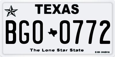 TX license plate BGO0772