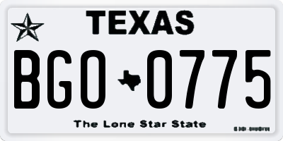 TX license plate BGO0775