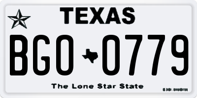 TX license plate BGO0779
