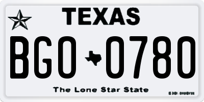 TX license plate BGO0780