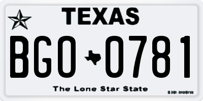TX license plate BGO0781
