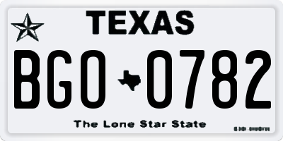TX license plate BGO0782
