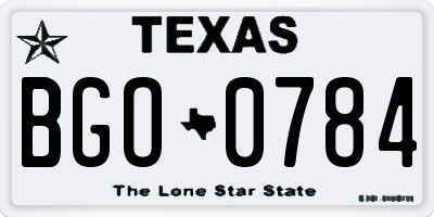 TX license plate BGO0784