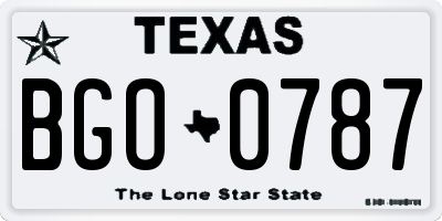 TX license plate BGO0787