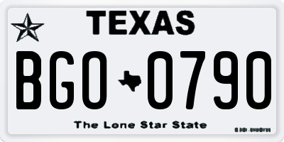 TX license plate BGO0790
