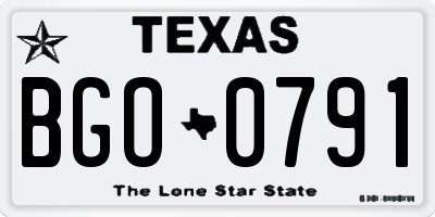 TX license plate BGO0791
