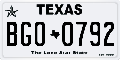 TX license plate BGO0792