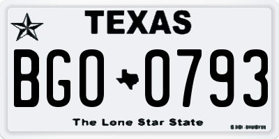 TX license plate BGO0793