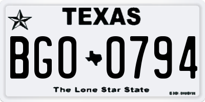 TX license plate BGO0794
