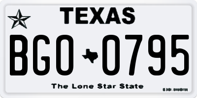 TX license plate BGO0795