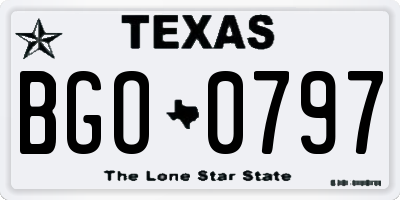 TX license plate BGO0797