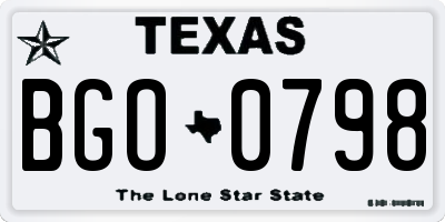 TX license plate BGO0798