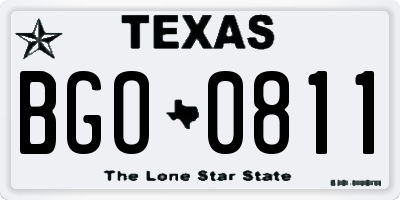 TX license plate BGO0811