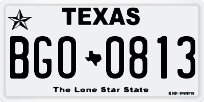 TX license plate BGO0813