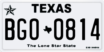 TX license plate BGO0814