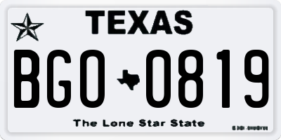 TX license plate BGO0819