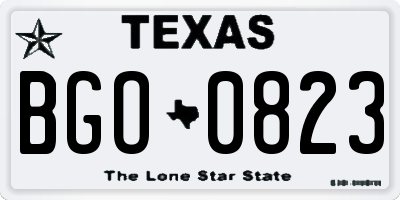 TX license plate BGO0823