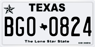 TX license plate BGO0824
