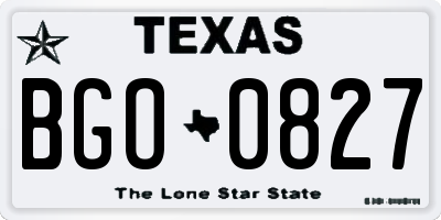 TX license plate BGO0827