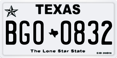 TX license plate BGO0832
