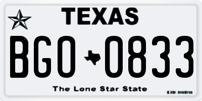 TX license plate BGO0833